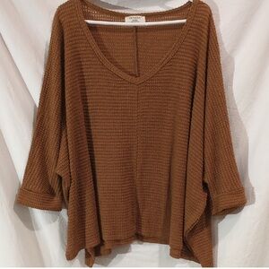 Zenana V-Neck Sweater in Warm Brown